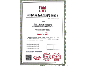 中國投標(biāo)企業(yè)信用等級(jí)證書